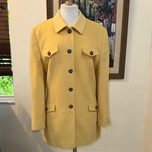 HORST BASLER Mustard Women's Jacket w/ Tortoise Shell Buttons Size XL